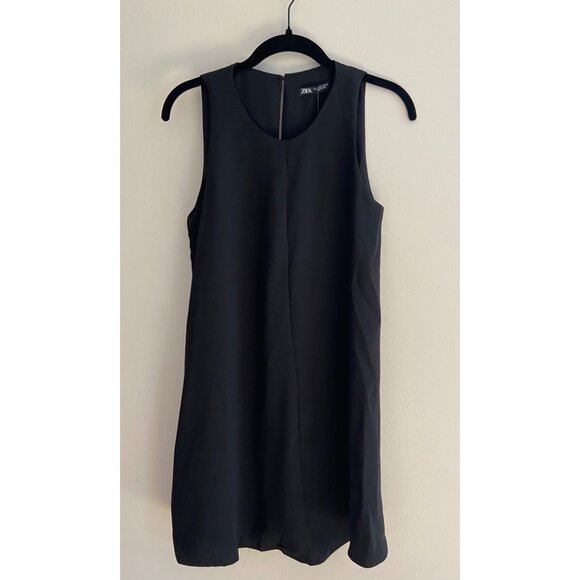 Zara NWT Minimalist Mini Sleeveless Shift Little Black Dress Size Small - Picture 3 of 10